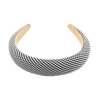 Schwarz-weiß karierter gepolsterter Haarreif / Stirnband für den Großhandel von Fleur de lys collections