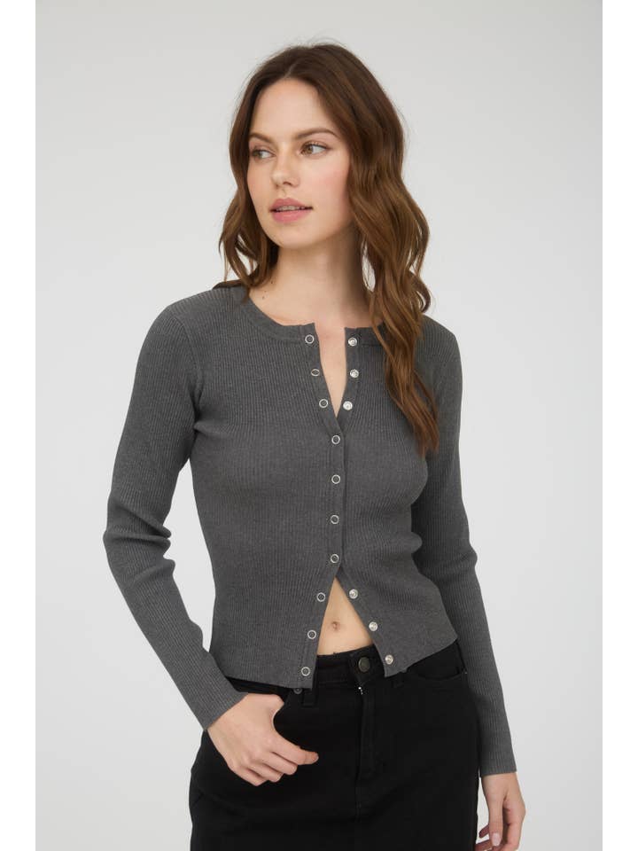 The Workshop Studio - Vente Cardigan – femme - GILET EN MAILLE À COL ROND AVEC BOUTONS-PRESSION39