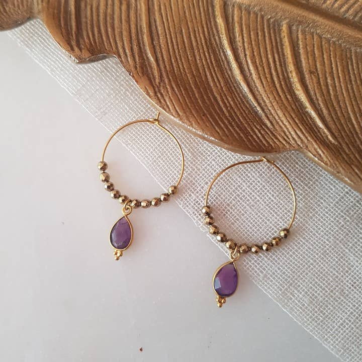 GINANDGER - Venta al por mayor Pendientes de aro - PENDIENTES PIPA AMETHYSTE2