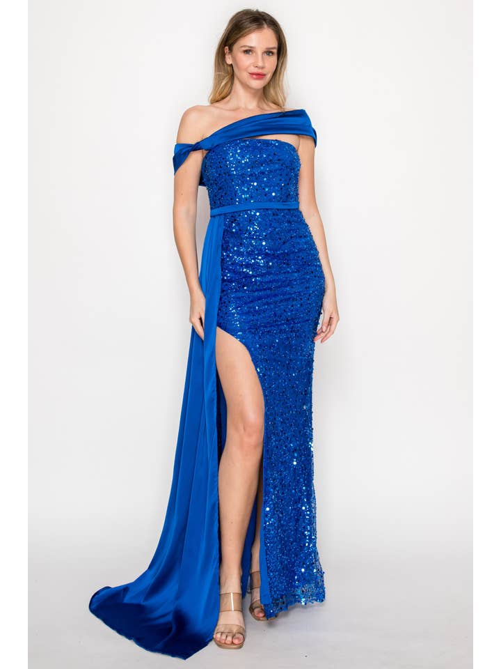 ILY From - Wholesale Dress - Women's - 2784 - Sequin Drape Shoulder Gown9