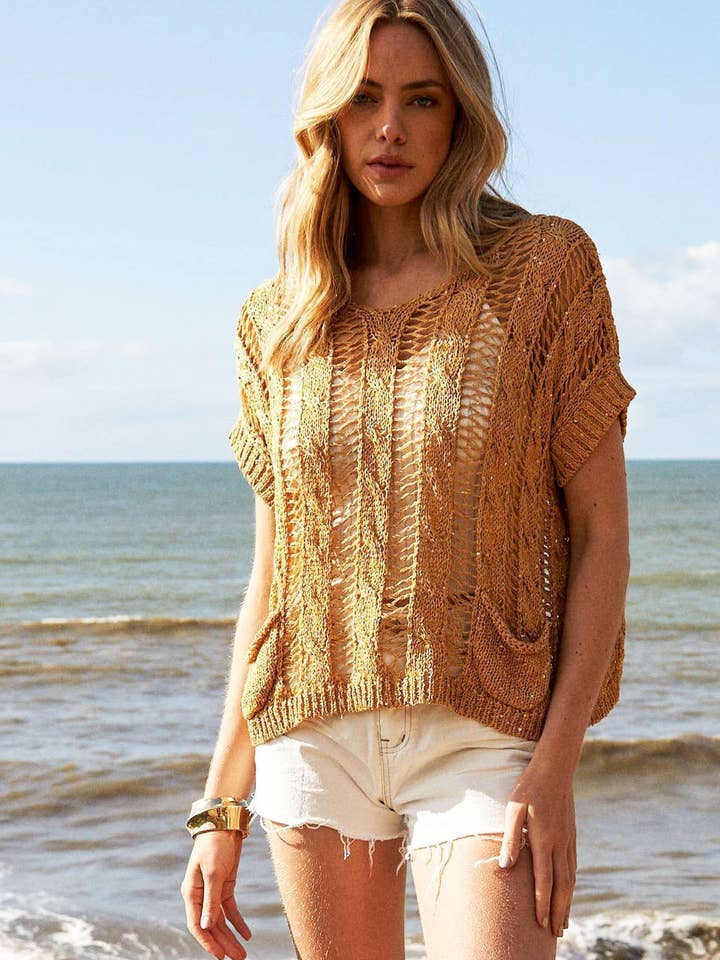 Mustard Oversize Sleeveless Knit Sweater Top for wholesale on Faire