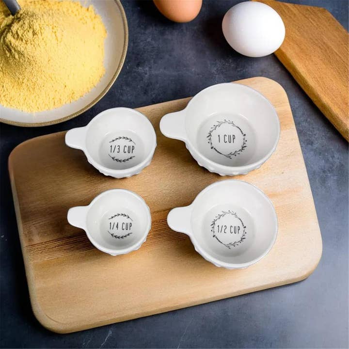 Young's - Wholesale Measuring Cup - Cottage Core Ceramic Measuring Cup, 4pcs/set (SKU#: 21922)