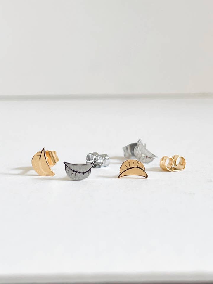 Dumplings | Tiny Minimal Earring Metal Studs for wholesale by Dainty Little Tiny Things