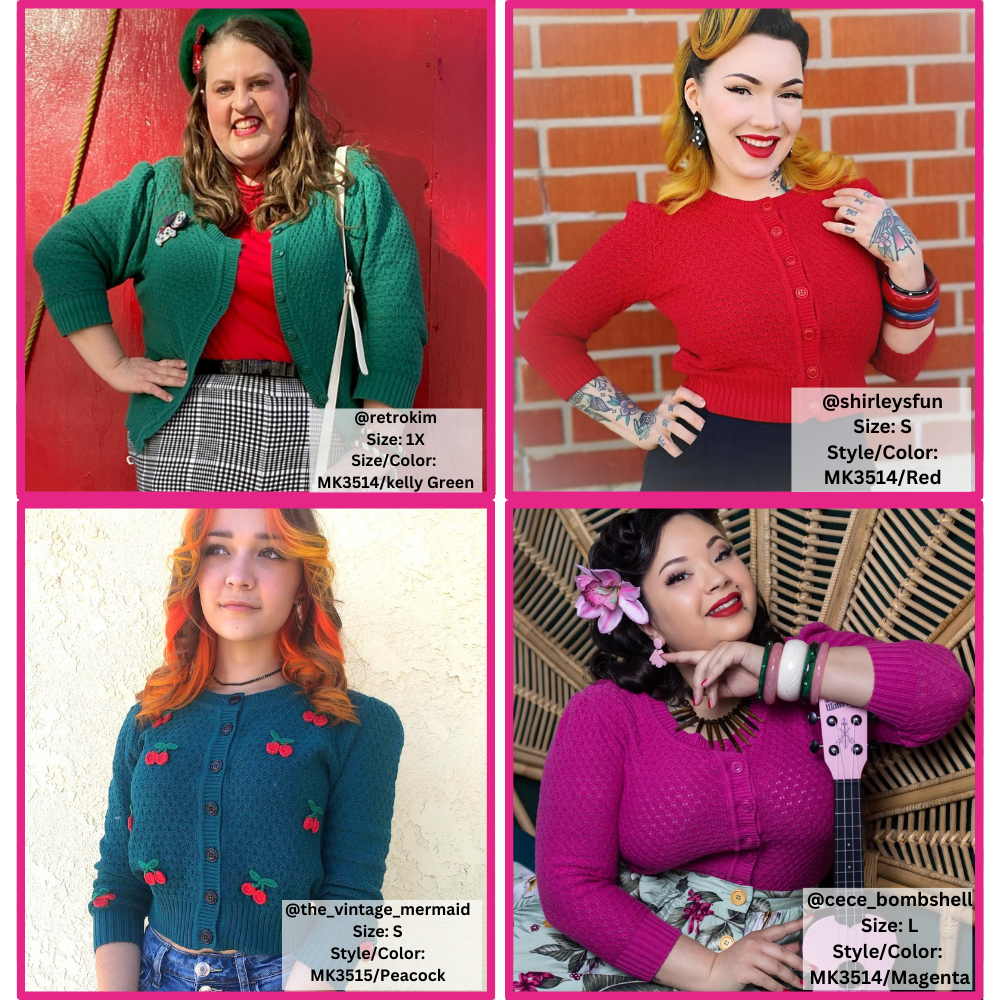 Mak - Vendita all'ingrosso Cardigan - Donna - Maglione cardigan plus size lavorato a maglia girocollo con maniche a 3/4 MK3514PL86