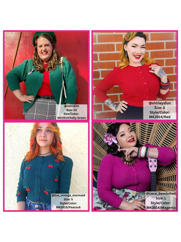 Mak – wholesale Cardigan – Women’s – 3/4 Sleeve Crewneck Knit Plus Size Cardigan Sweater MK3514PL6