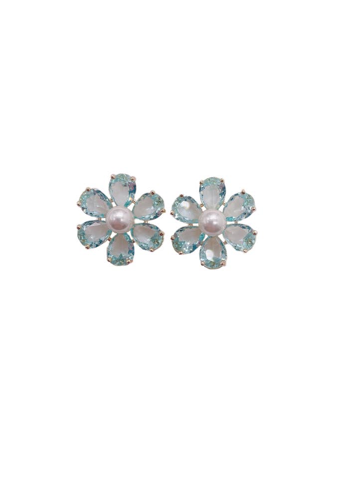 Olivia Floral Studs • Light Blue for wholesale by MBM Designs