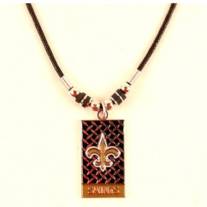 Diamond Plate Styles Necklaces- New Orleans Saints for wholesale by St. Louis Wholesale LLC