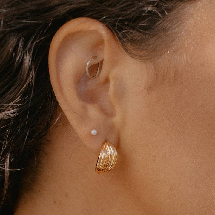 Gold Plated Sol Crossover Hoop Earrings for wholesale on Faire3