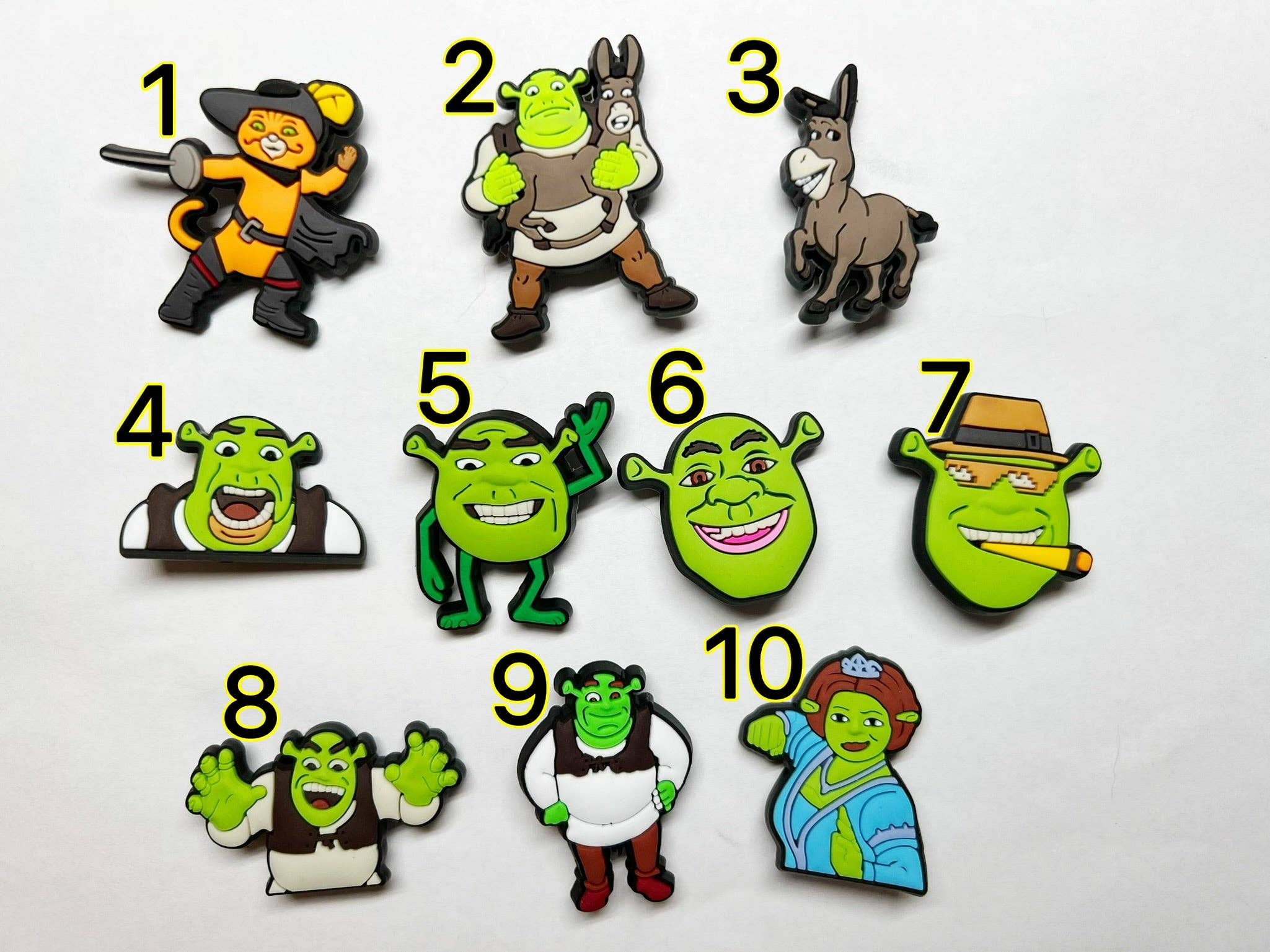 JuliesDecal - Vendita all'ingrosso Accessorio per scarpe - Unisex - Charms Shrek per scarpe Crocs - Adesivi decorativi JuliesDecal, stile anime Disney1