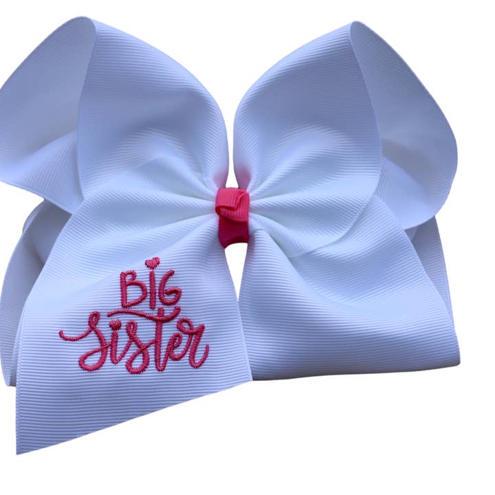 The Solid Bow - Wholesale Hair Bow - Kids - Big Sister Embroidered Bow0