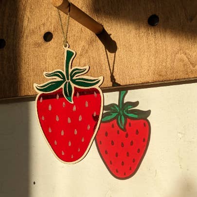 Bristol Design Forge Ltd - Wholesale Suncatcher - Strawberry Window Hanging Faux Stained Glass Cut Acrylic