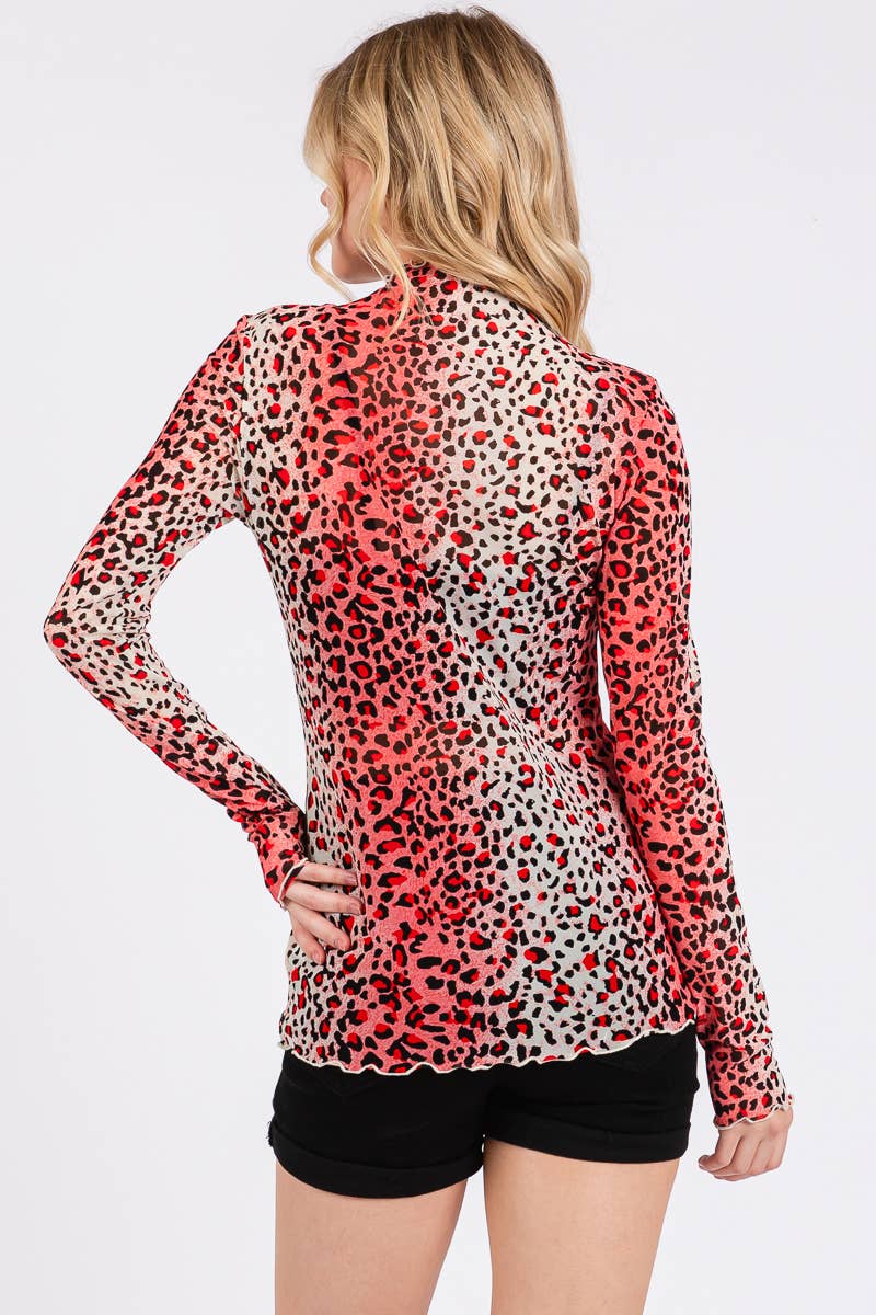 ROSE MULTI Haut à manches longues en maille à imprimé léopard en vente sur Faire11