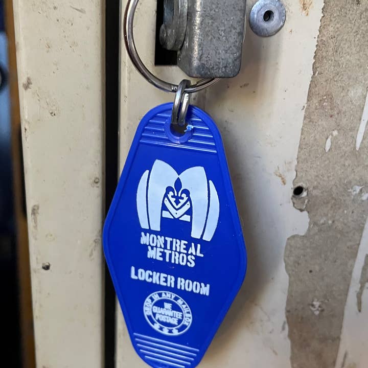 Motel Key Fob - Montreal Metros (Heated Rivalry) for wholesale by The 3 Sisters Design Co.