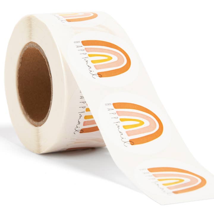 Boho Rainbow Happy Mail Stickers Roll Envelope Seals for wholesale by Lain & Lou