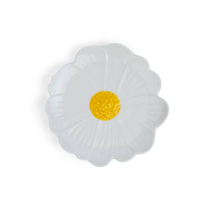 Flower Trinket Dish - White with Yellow Centre for wholesale by Noss and Co