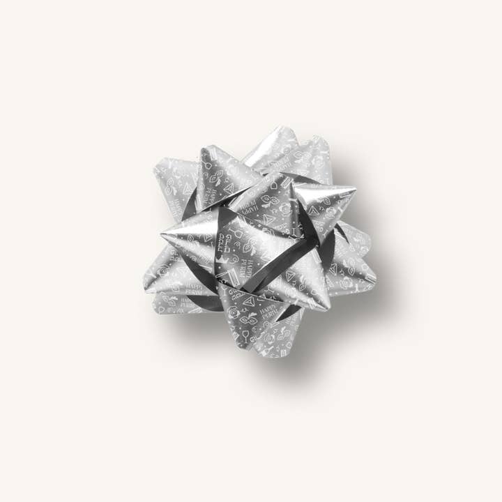 Purim Pull Bow Ribbon - Silver - 4 Pack for wholesale by Ner Mitzvah