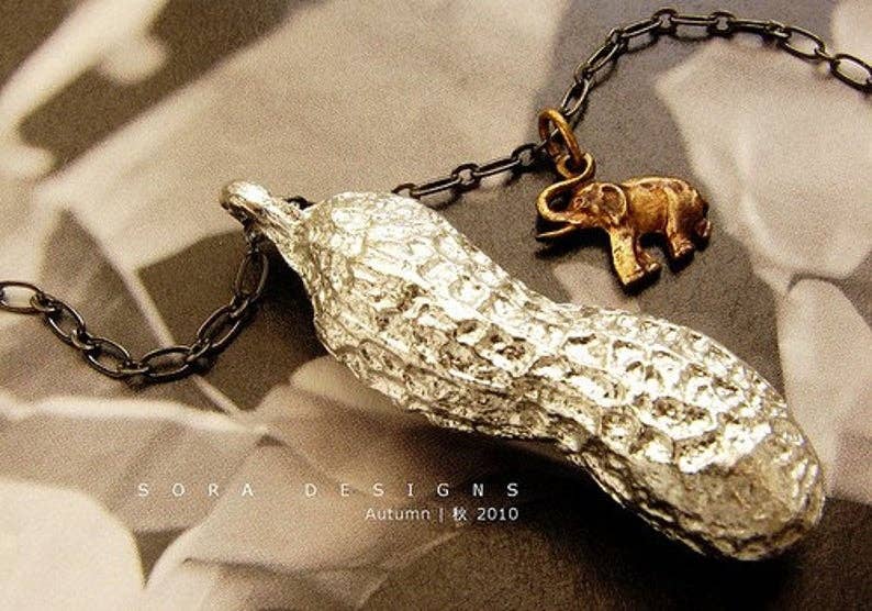 SORA DESIGNS - Wholesale Pendant/Charm Necklace - Life Size Circus Peanut Necklace- Antique Silver Version2