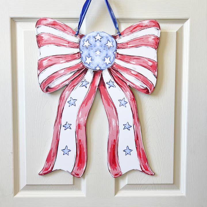 Home Malone - Wholesale Door Hanger - Patriotic Bow Door Hanger - USA 4th Of July Memorial America3
