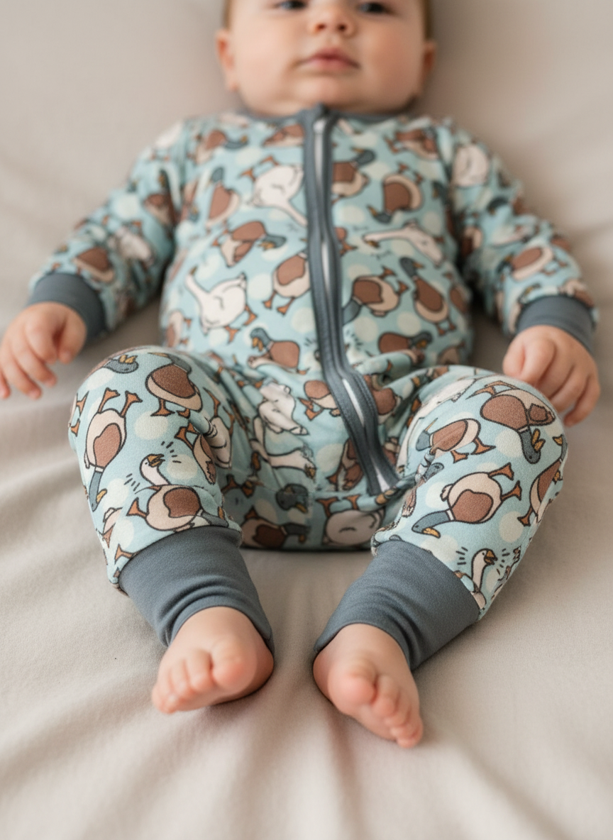 Mommy & Wren - Wholesale Sleepsuit - Baby - Boy Duck Duck Goose Zippie1