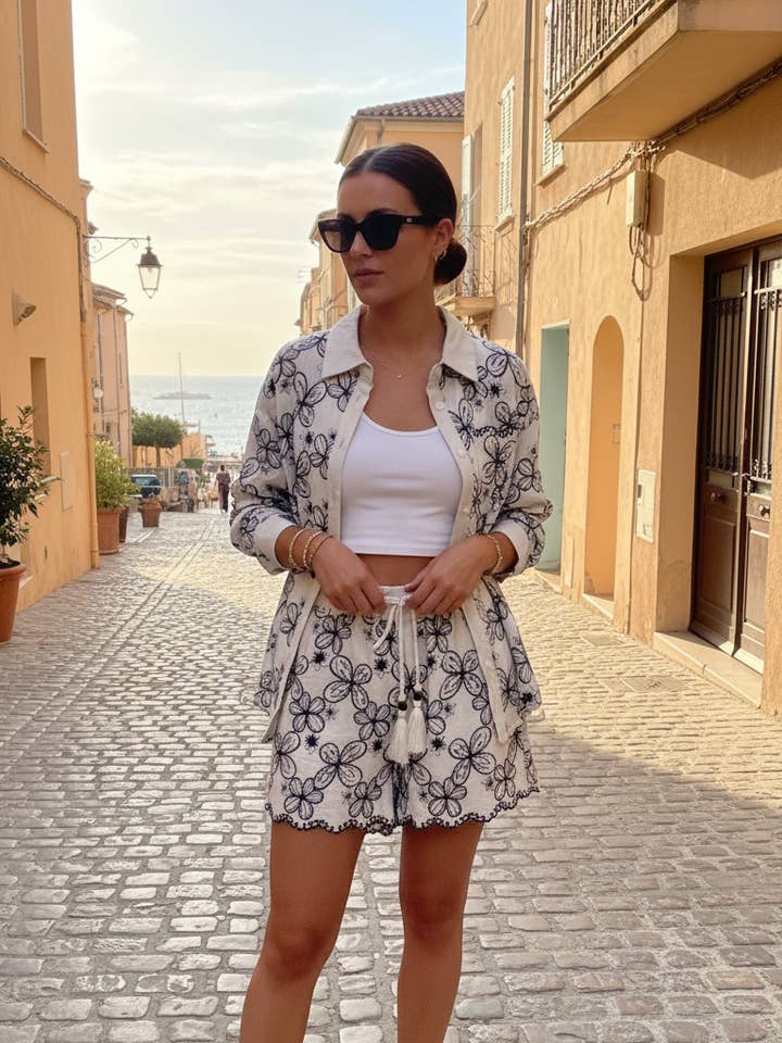 Printed Shirt and Shorts Set for wholesale by Amy & Clo Invogue