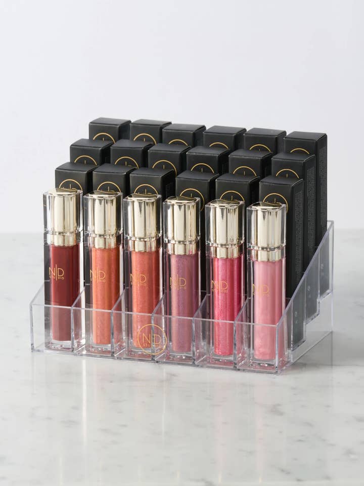 Lipgloss - Set with 6 colours x 8 pcs, display and tester for wholesale by Norway Designstudio