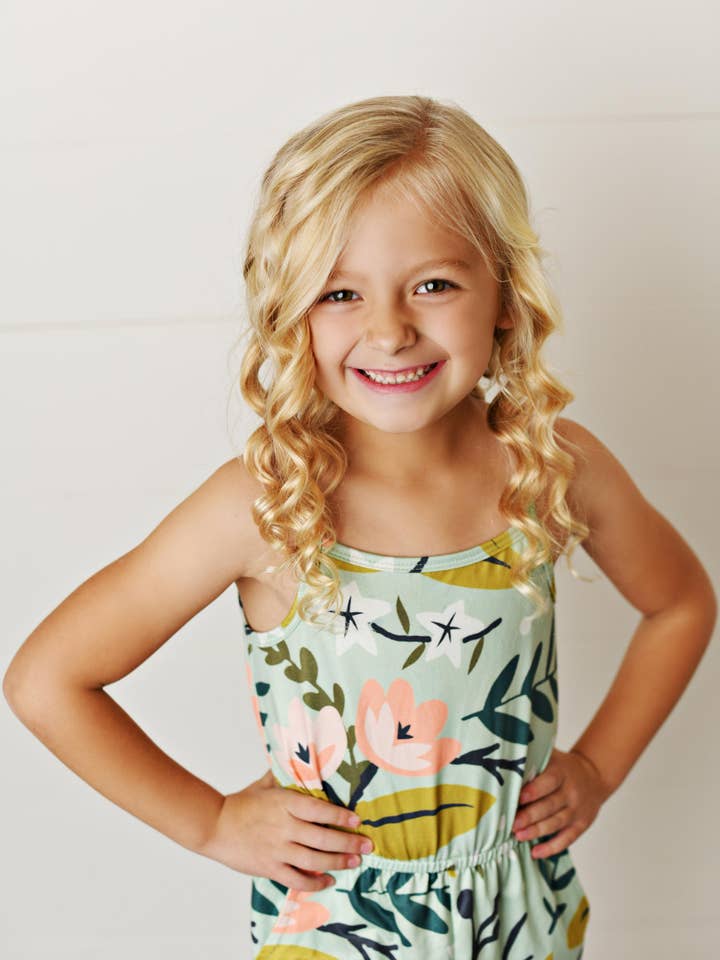 Oopsie Daisy - Wholesale Jumpsuit - Kids - Kids Sage Pink Floral Summer Jumpsuit With Pockets