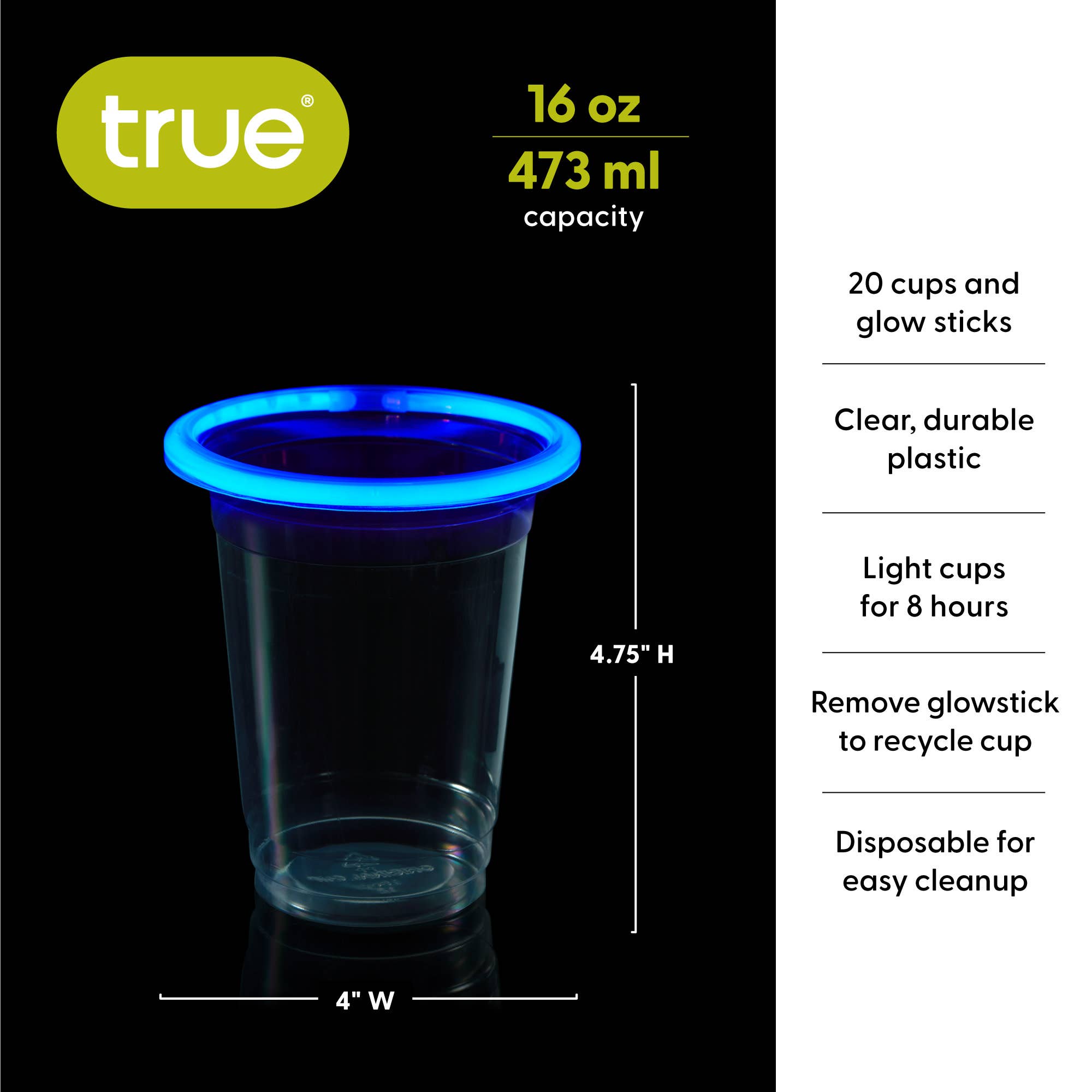TRUE - Wholesale Disposable Cup - Glow Stick Cups Set of 205