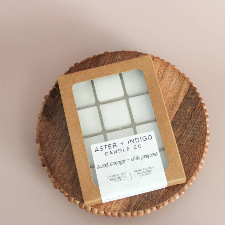 Aster + Indigo Candle Co. - Wholesale Wax Melt - Sweet Orange + Chili Peppers | Coconut Soy Wax Melt1