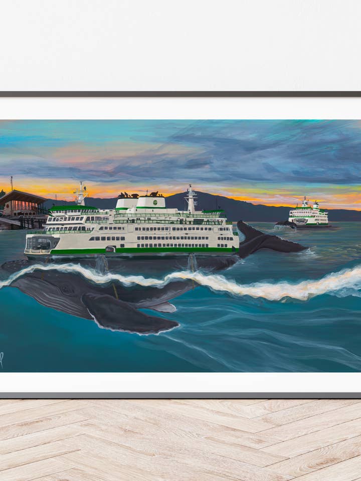 Impression Giclée Rehaussée à la Main par Humpback Ferries Undertow pour la vente par Dorsal Fine Design