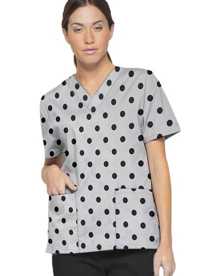 Polka Dots 4-Pocket Scrub Set Half Sleeves Top & Pant for wholesale by Scrubandmore