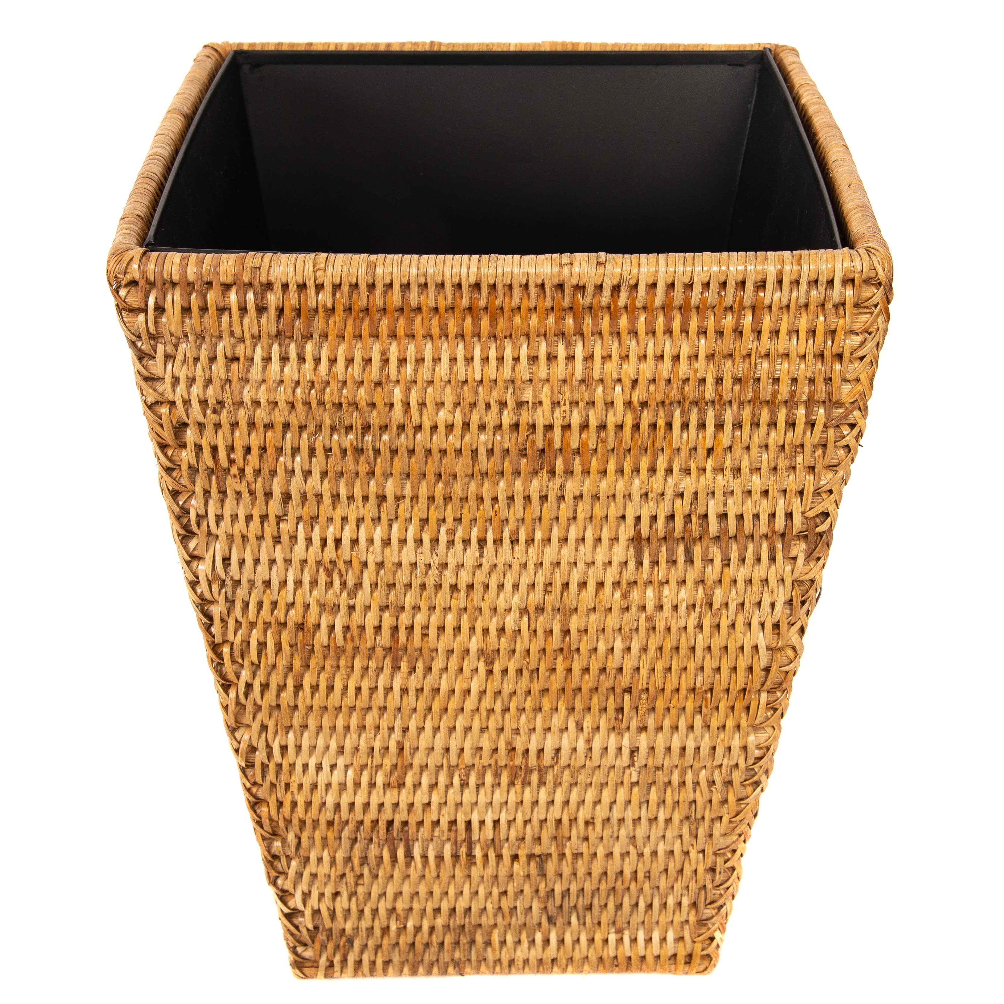 Artifacts Trading Company - Wholesale Trashcan/Trash Bin - Square Tapered Rattan Waste Basket, Handwoven bin1