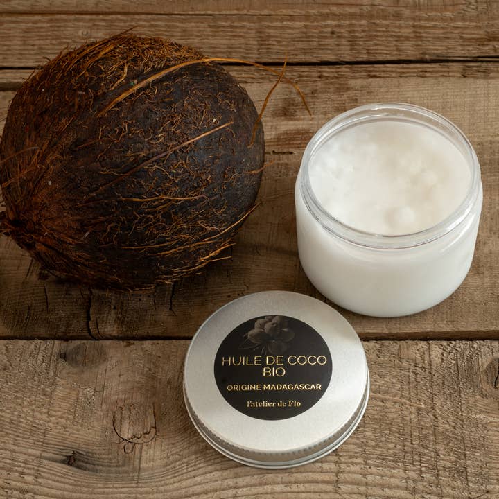 Huile végétale de coco bio - Madagascar 120 gr pour la vente par Floribis