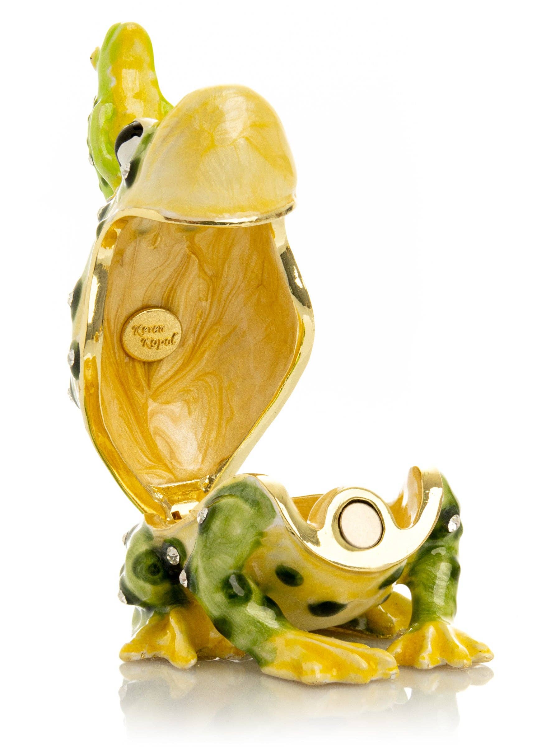 Keren Kopal – wholesale Decorative figurine – Black Spotted Toad Frog with a Baby Frog on the back1