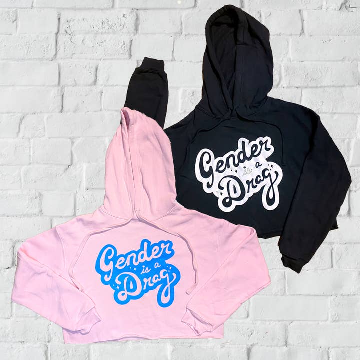 Gender is a Drag cropped hoodie for wholesale by Support the T