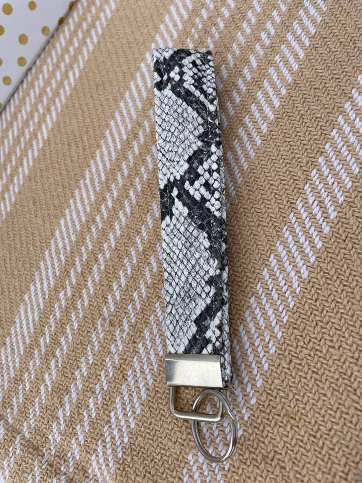 Black & White Snake Keychain/Wristlet for wholesale by BigLotus Boutique