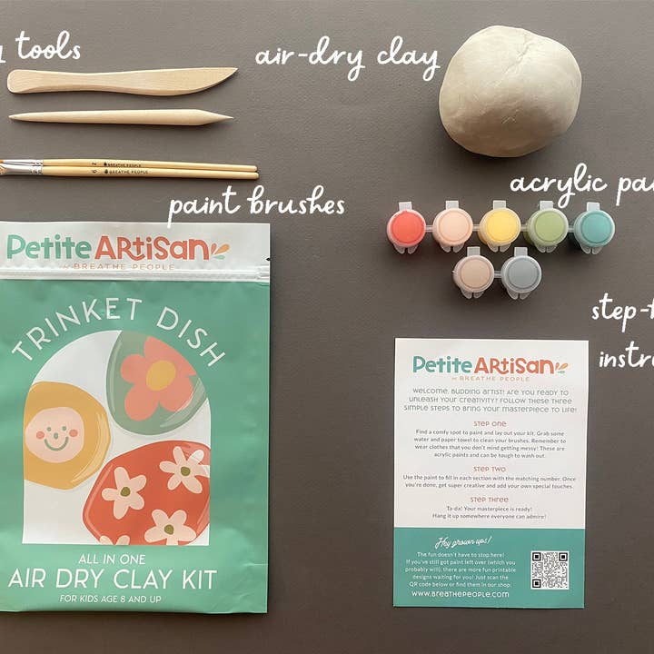 Breathe People - Venta al por mayor Kit de manualidades - Niños - Kit de Arcilla DIY para Niños: Haz y Pinta Tus Propios Platillos para Baratijas1