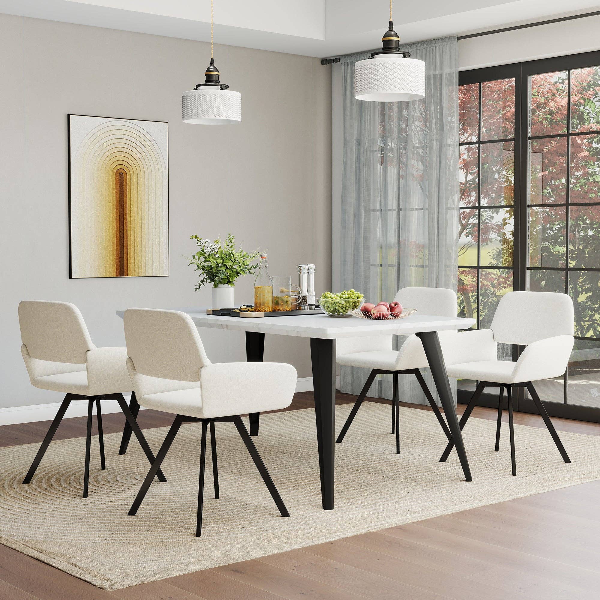 Urban Meuble - Wholesale Chair - Set of 2 Scandinavian dining chairs, swivel, beige fabric CALIFORNIA KD BEIGE SWIVEL4