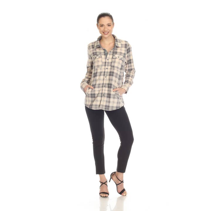 WHITE MARK – wholesale Buttoned-down shirt – Women's – Women's Flannel Plaid Shirts6