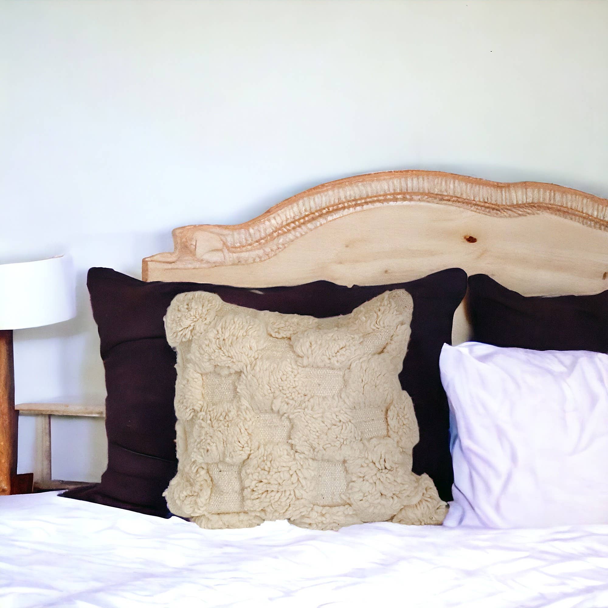 Berberwoolrug - Wholesale Throw Pillow Cover - Handcrafted White Checkered Beni Ourain Wool Pillow Cover2