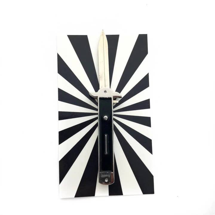 Memento Mori Goods - Wholesale Lapel Pin/Button - Switchblade Pin 2" - 3.37"1