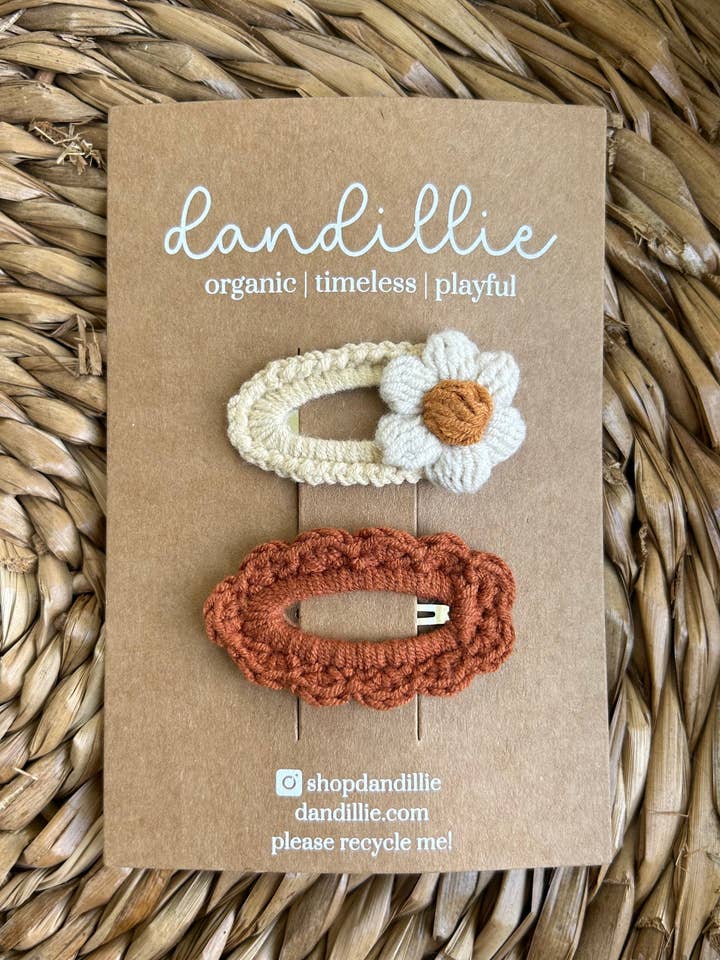 Crochet Hair Clips - Clay for wholesale by Dandillie