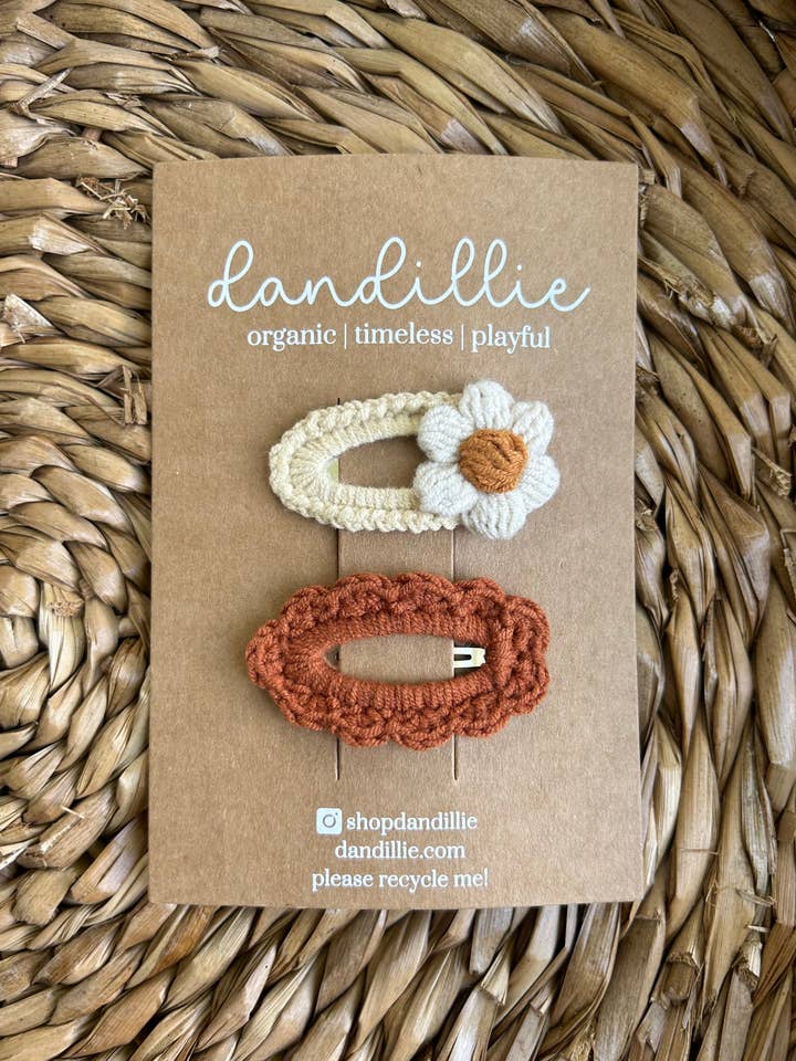 Crochet Hair Clips - Clay for wholesale by Dandillie