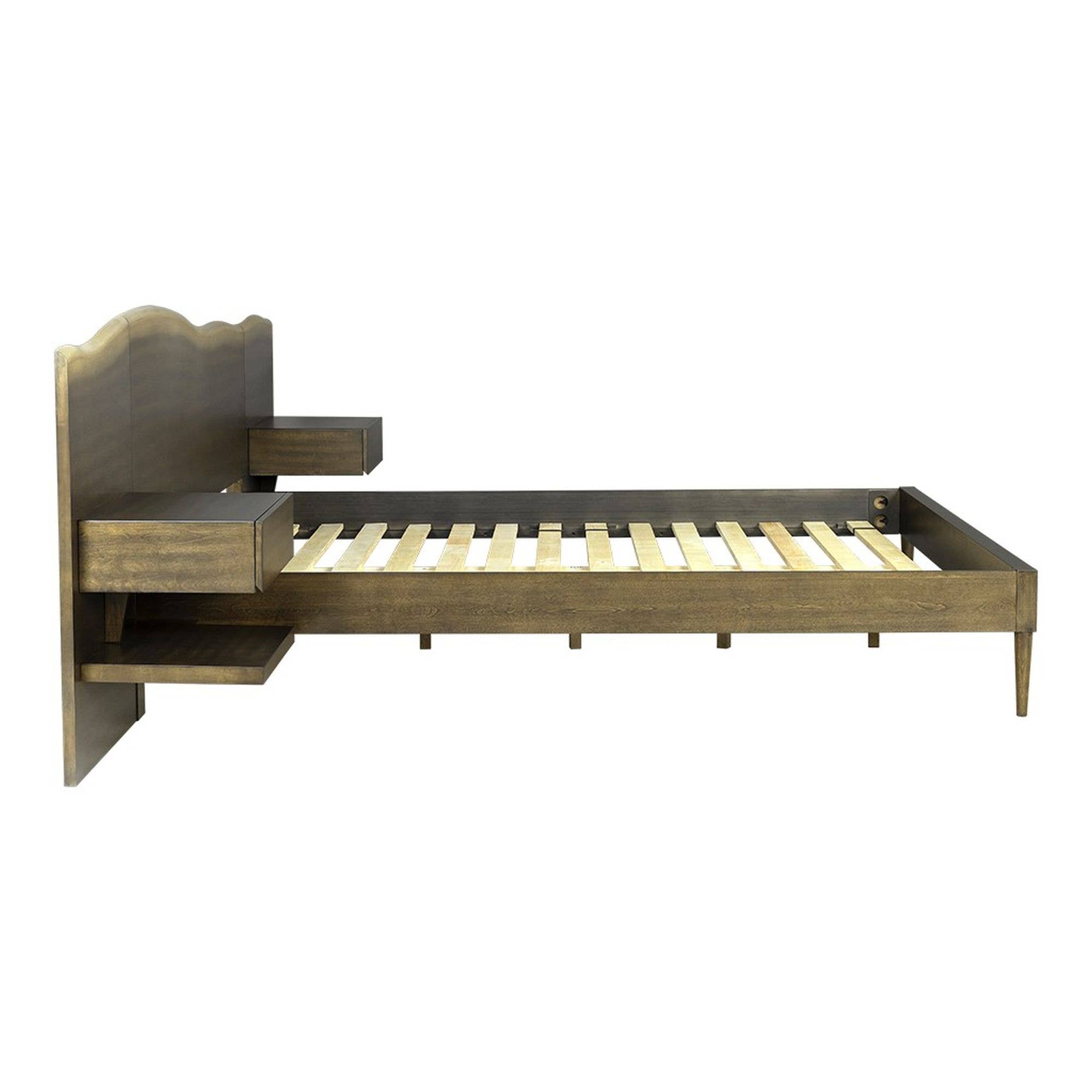 Olliix - Wholesale Bed - Live-Edge Headboard Queen Platform Bed Frame w/ Nightstand *4