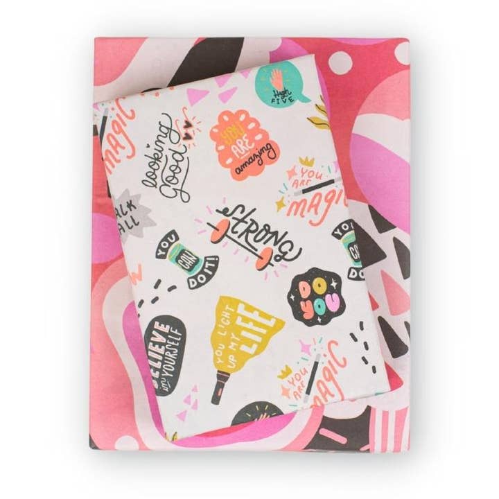 Positivity! • Double-Sided • Everyday Eco Wrapping Paper for wholesale by Wrappily Eco Gift Wrap Co.