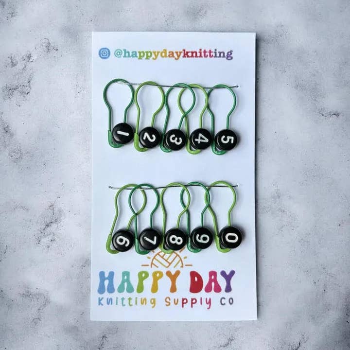 Marqueurs de numéro - Marqueur de maille à épingle à ampoule verrouillable numérotée pour la vente par Happy Day Knitting