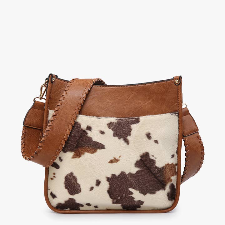 Brown M1977COW Chloe Cow Crossbody with Guitar Strap for wholesale on Faire