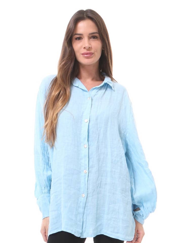 100% linen shirt REF.2519 for wholesale by LÉA & LUC