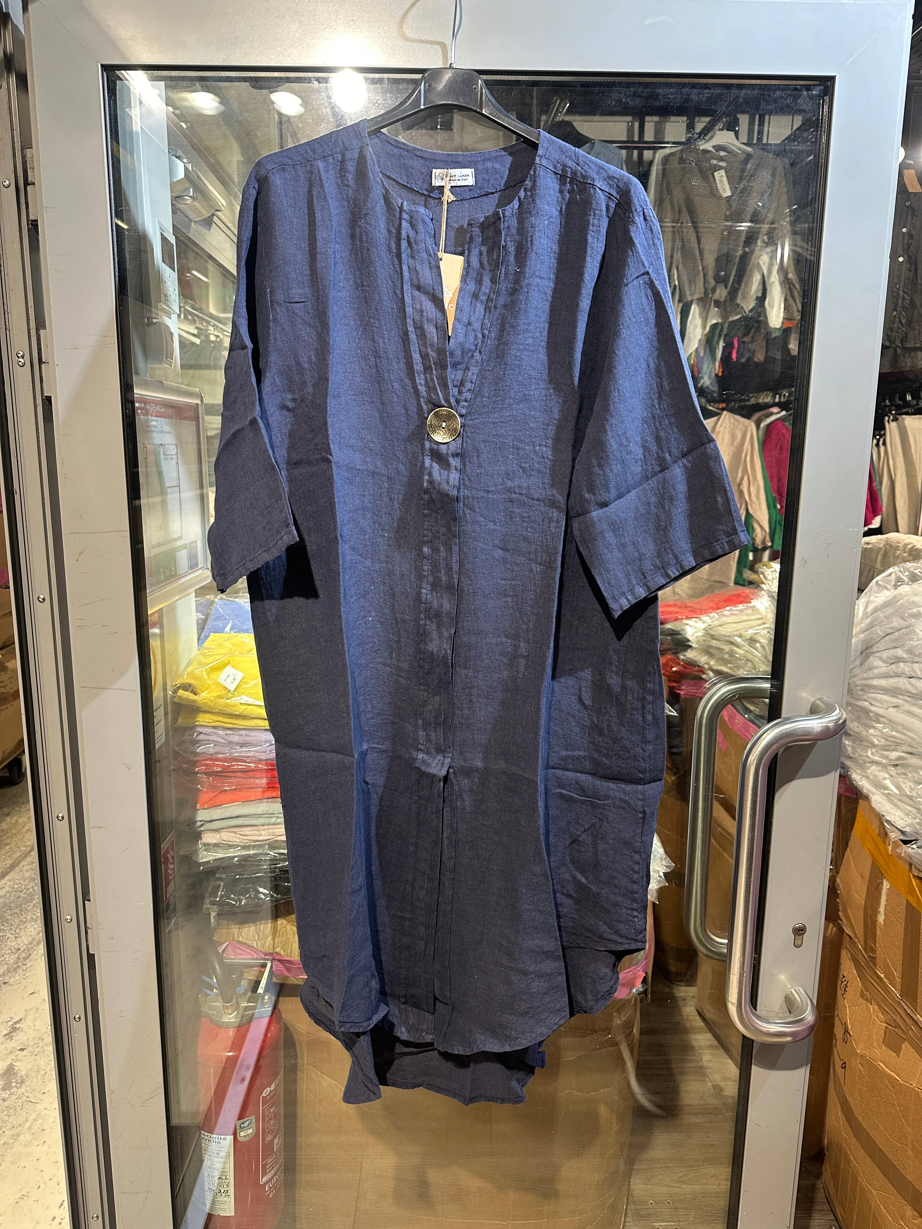 LÉA & LUC - Vente Robe – femme - Robes en 100% Lin avec un bouton REF. 554737