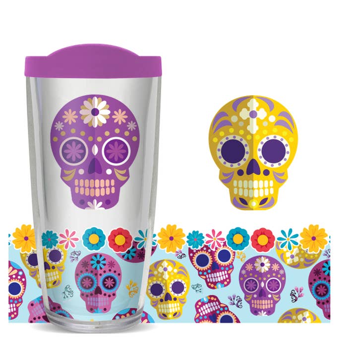 Day of the Dead Skulls Pattern Tumbler for wholesale by FREEHEART