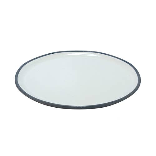 Plat peu profond en acier bleu chiné 15-1/4" dia x 1"H pour la vente par Bauscher Hepp